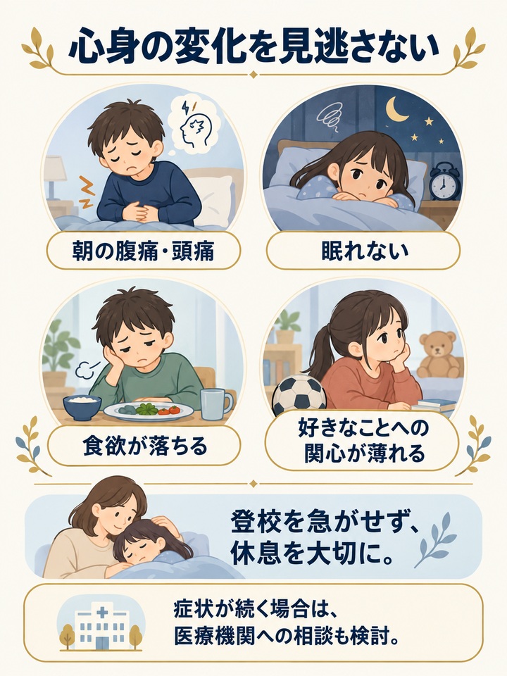 無理に登校させて心身の不調を長引かせない