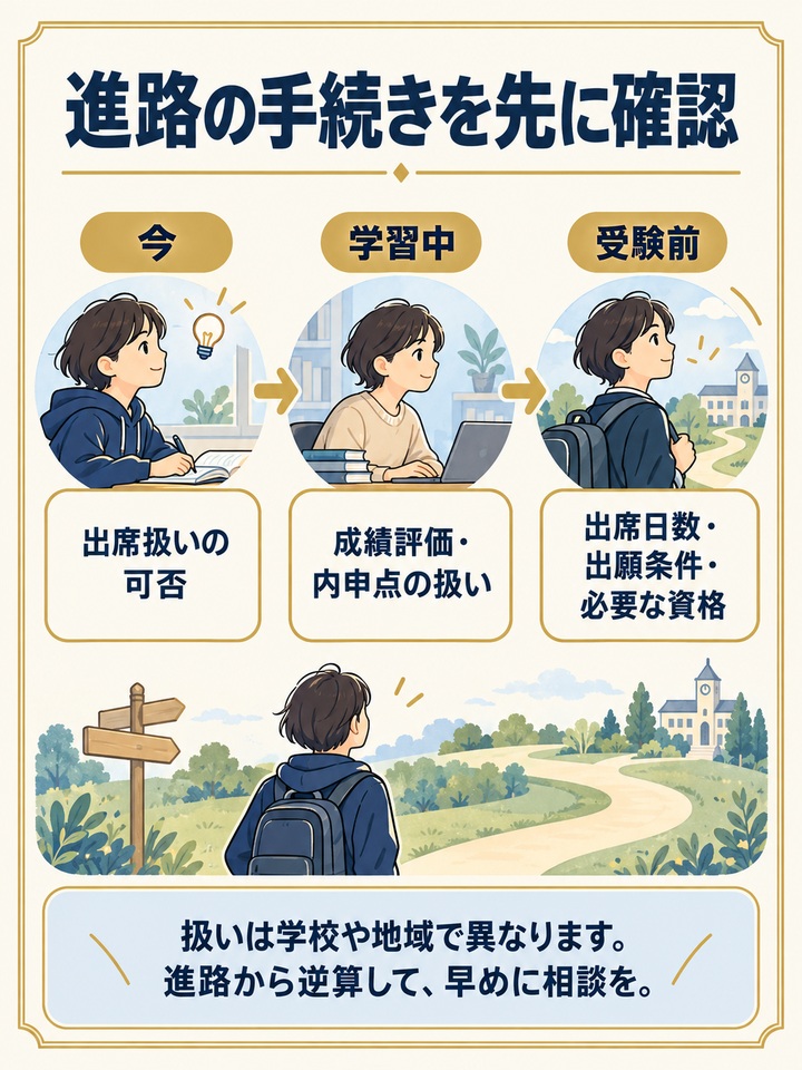 在籍校との手続きと将来の進路への影響を先に確認する