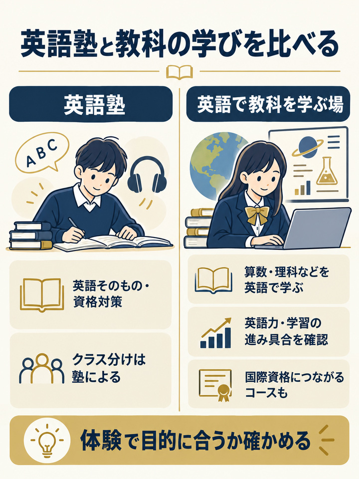 英語で教科を学べるオンラインのインターナショナルスクールも検討する
