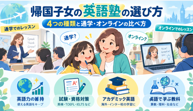 帰国子女の英語塾の選び方は？4つの種類と通学・オンラインの比べ方