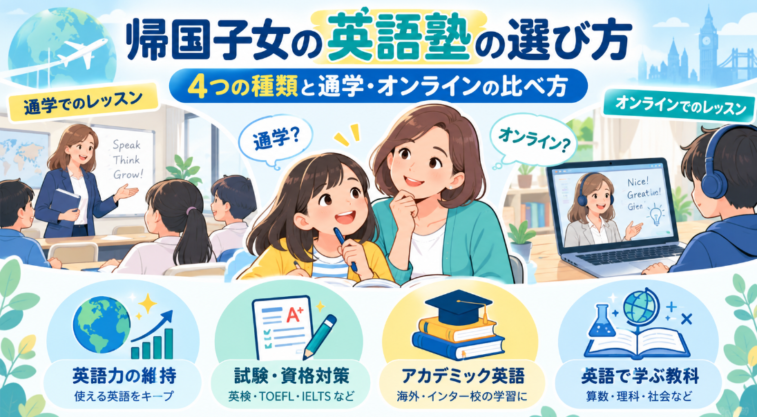 帰国子女の英語塾の選び方は？4つの種類と通学・オンラインの比べ方